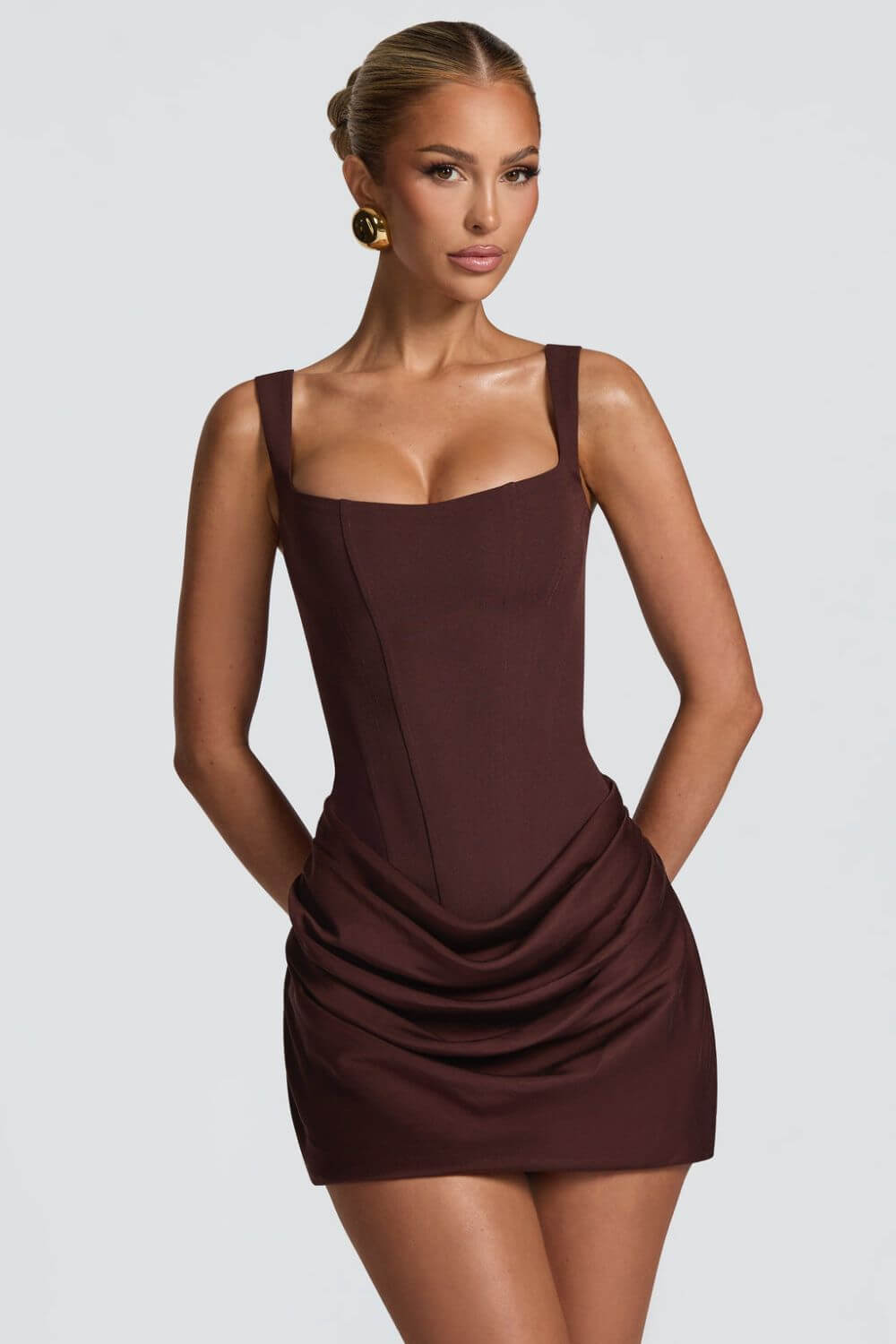 Vestido Feminino Curto Corset Drapeado – Chiara