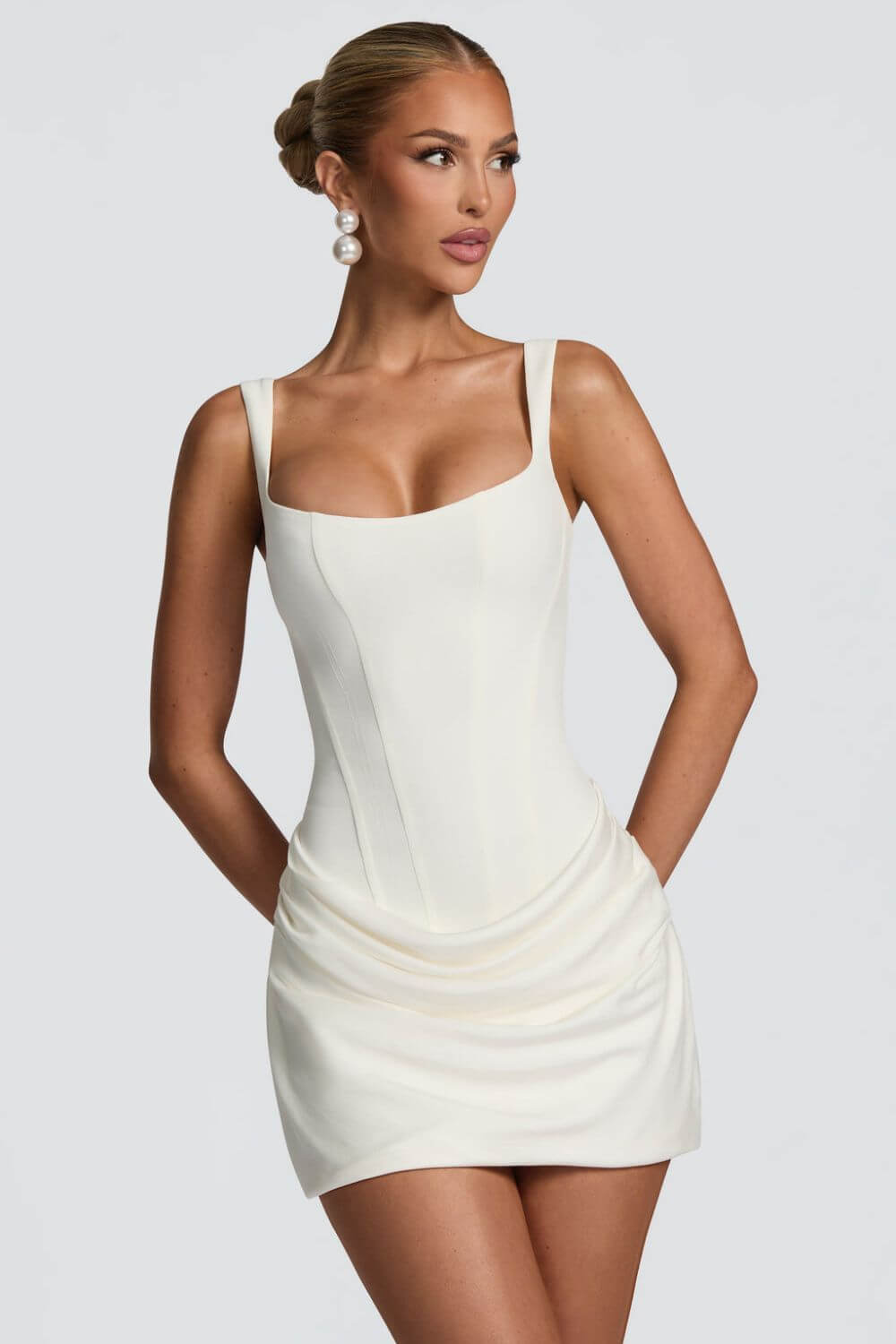 Vestido Feminino Curto Corset Drapeado – Chiara