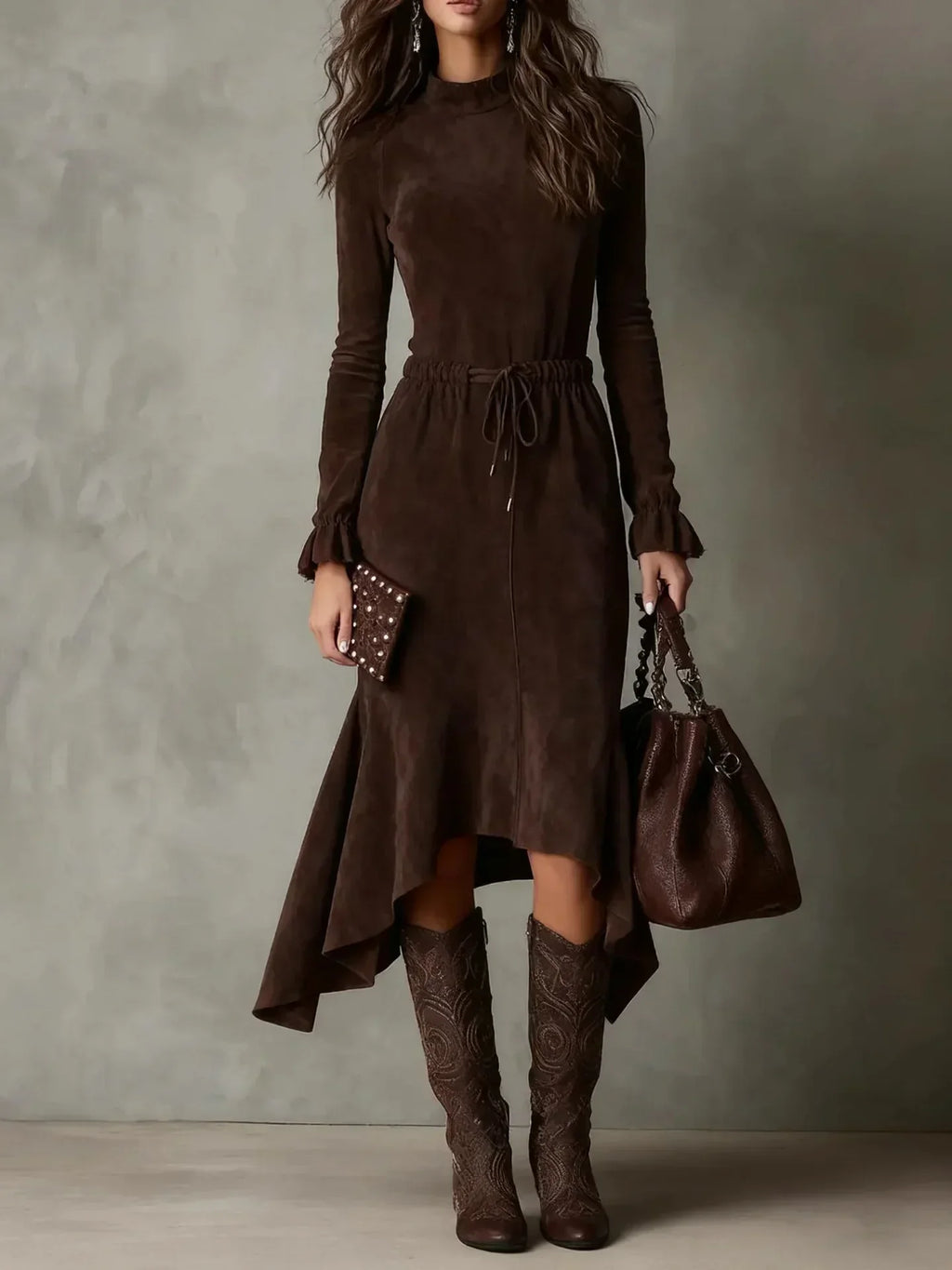 Vestido Longo Feminino Amarração na Cintura Camille