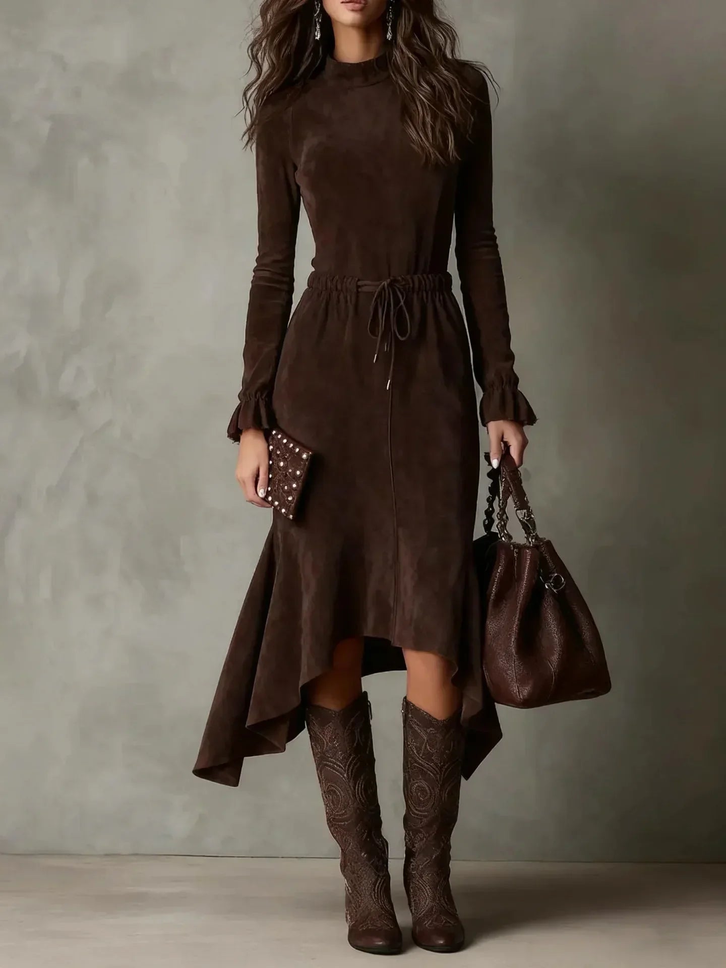 Vestido Longo Feminino Amarração na Cintura Camille
