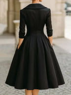Vestido Midi Gola Lapela Cintura Marcada Manga 3/4 Vistella
