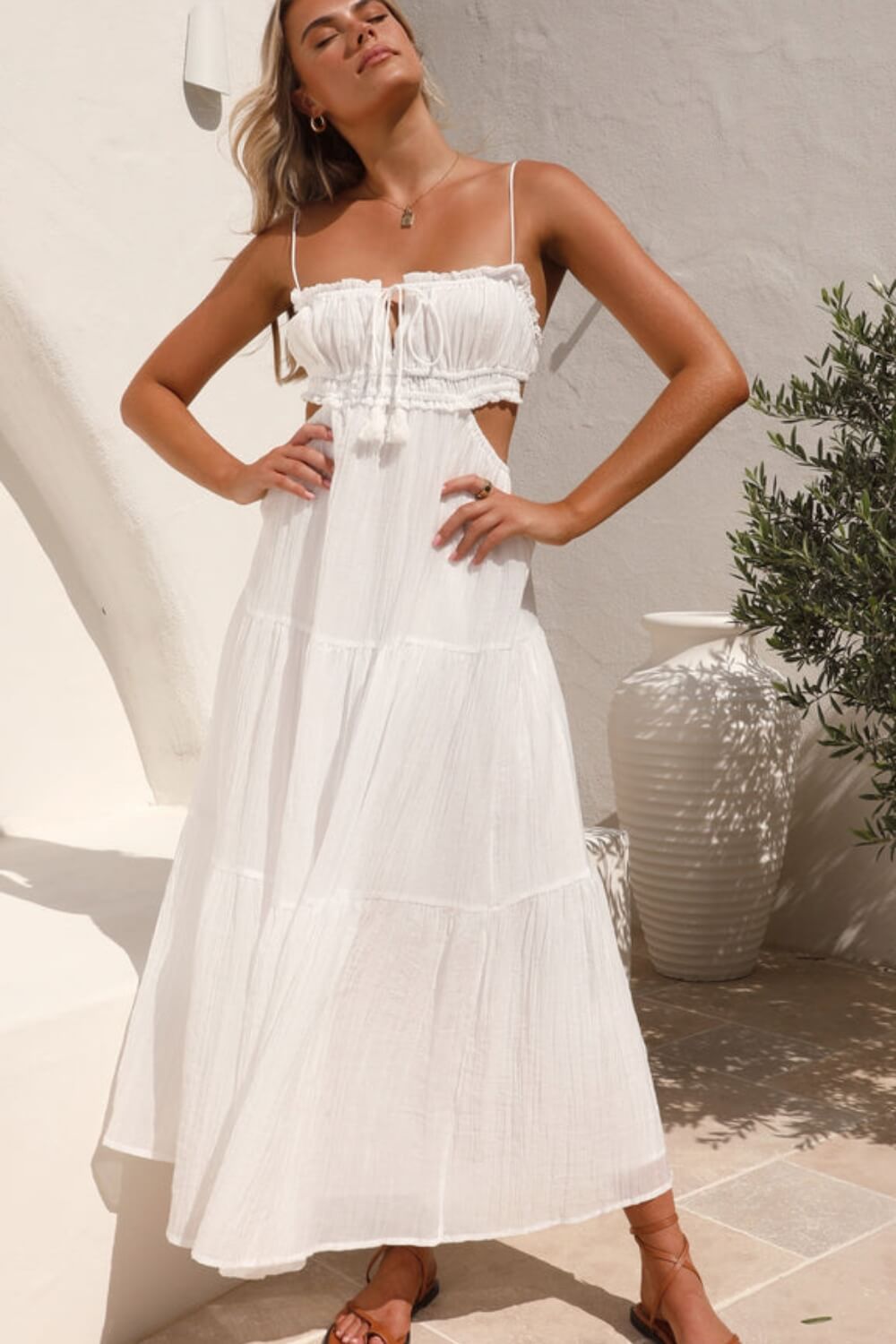 Vestido Feminino Midi Chiffon Alça Ajustável – Pauline