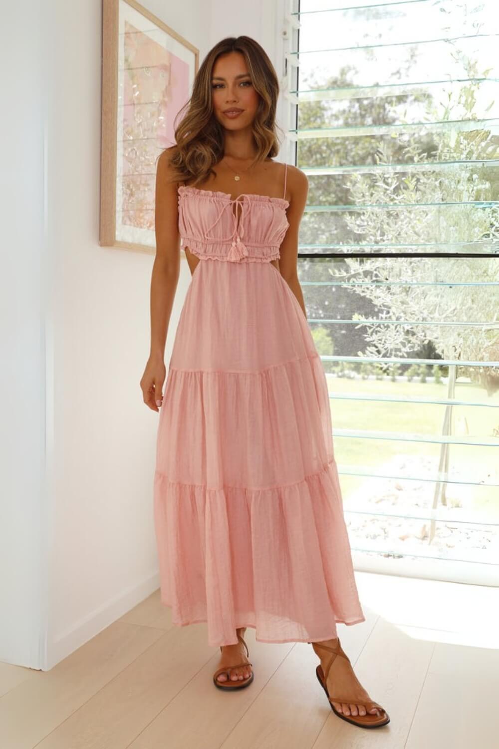 Vestido Feminino Midi Chiffon Alça Ajustável – Pauline